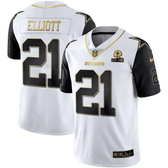 Dallas Cowboys Color Rush Vapor White Gold Limited Jersey EST 1960 Patch - All Stitched