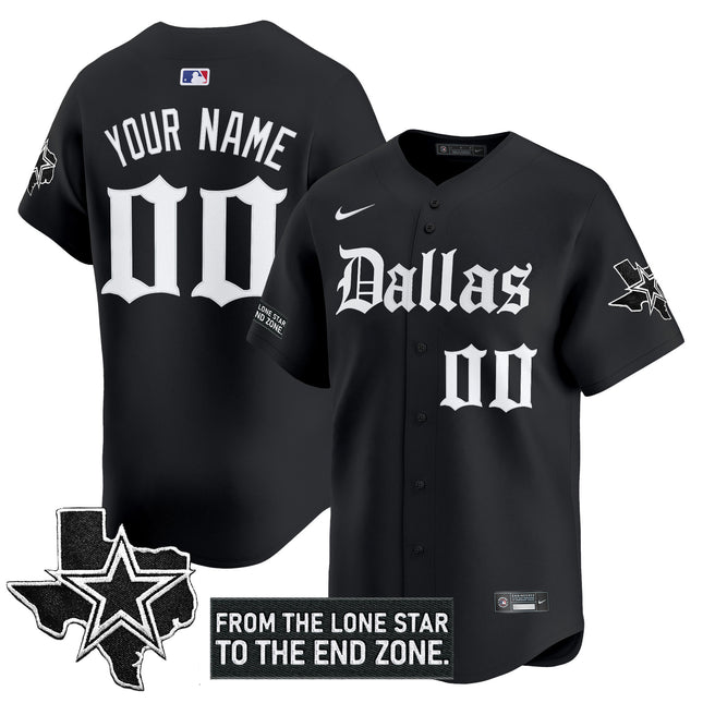 Dallas Cowboys 'Gothic Lone Star Edition' Vapor Baseball Custom Jersey - All Stitched