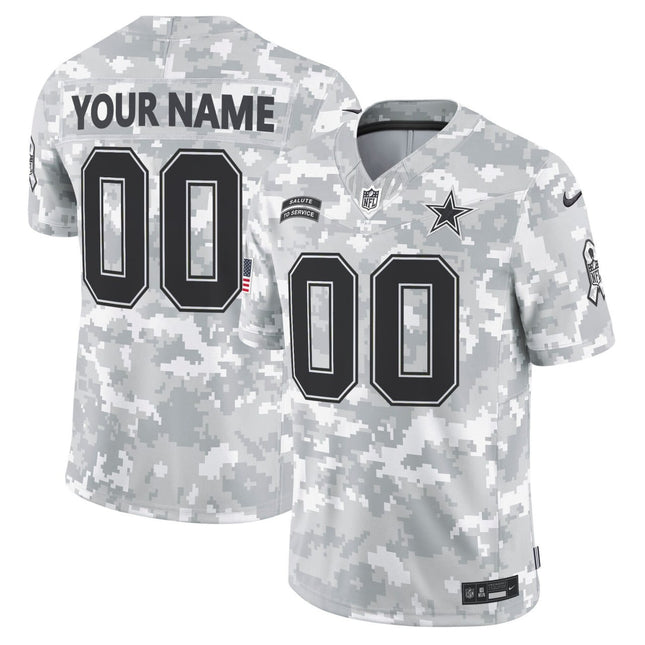 Arctic Camo Dallas Cowboys 2024 Salute to Service Custom Jersey - All Stitched - All Stitched