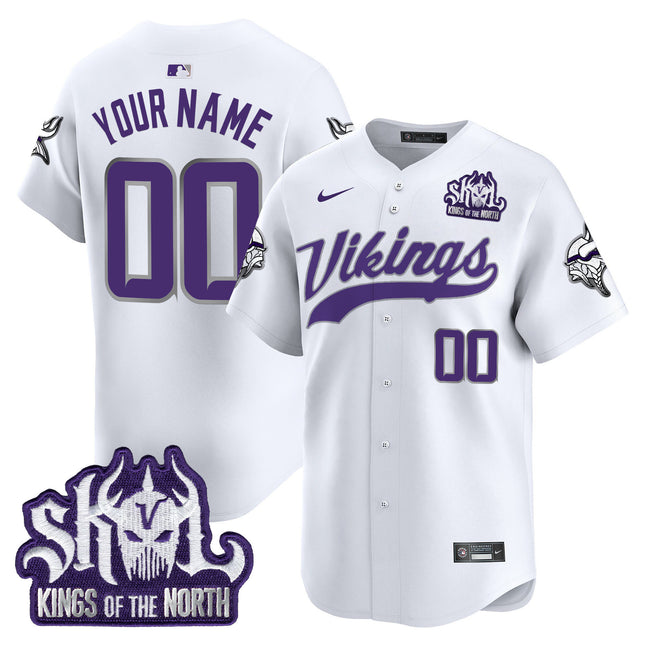 Minnesota Vikings King Of The North Patch Throwback Vapor Premier Limited Custom Jersey - All Stitched