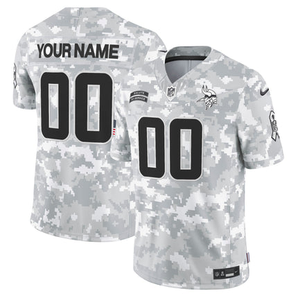 Minnesota Vikings 2024 Salute to Service Vapor Limited Custom Jersey - Arctic Camo - All Stitched