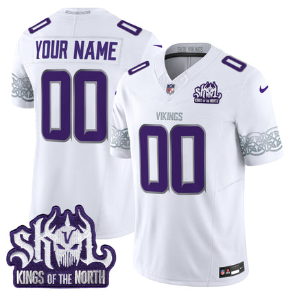 Minnesota Vikings King Of The North Patch Throwback Vapor Limited Custom Jersey V2 - All Stitched