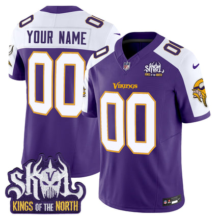 Minnesota Vikings King Of The North Patch Throwback Vapor Limited Custom Jersey V2 - All Stitched