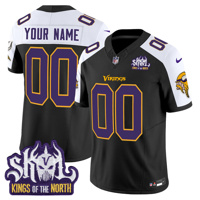 Minnesota Vikings King Of The North Patch Throwback Vapor Limited Custom Jersey V2 - All Stitched
