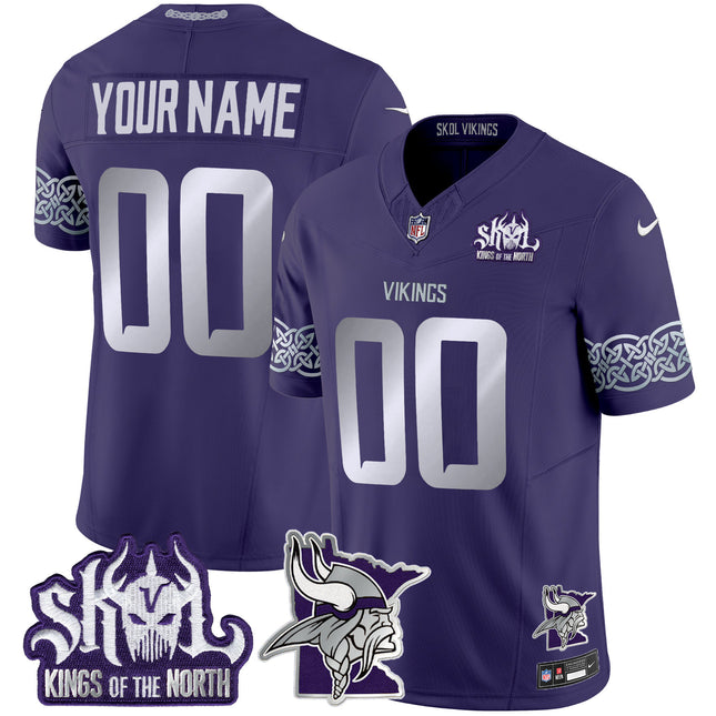 Custom Name/Gender Minnesota Vikings 2024 Winter Warrior Skol Patch Vapor Limited Jersey V2 - All Stitched