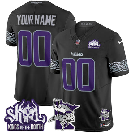Custom Name/Gender Minnesota Vikings 2024 Winter Warrior Skol Patch Vapor Limited Jersey V2 - All Stitched