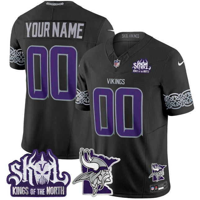 Custom Name/Gender Minnesota Vikings 2024 Winter Warrior Skol Patch Vapor Limited Jersey V2 - All Stitched