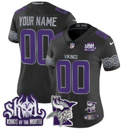 Custom Name/Gender Minnesota Vikings 2024 Winter Warrior Skol Patch Vapor Limited Jersey V2 - All Stitched