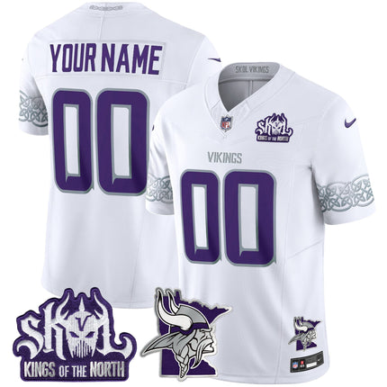 Custom Name/Gender Minnesota Vikings 2024 Winter Warrior Skol Patch Vapor Limited Jersey V2 - All Stitched