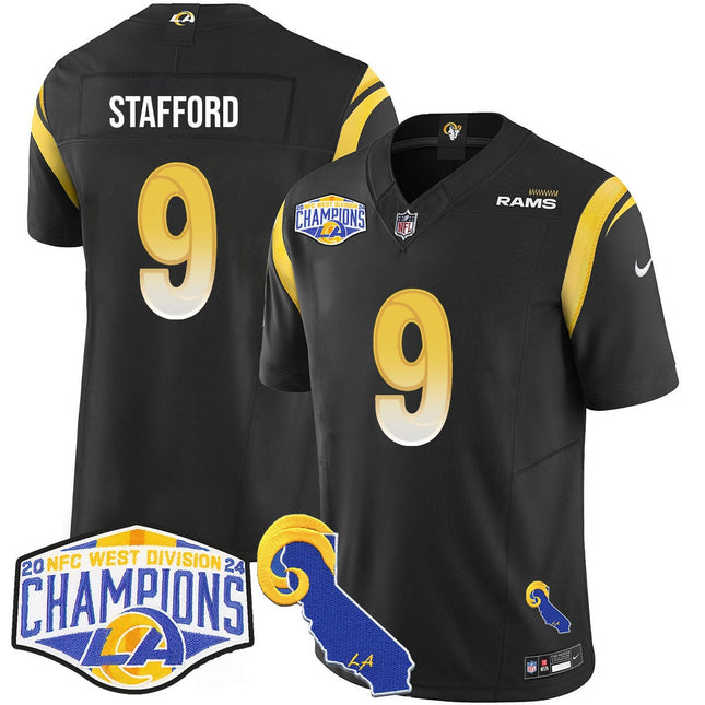 Men's Los Angeles Rams 2024 NFC West Division Champions Jersey N1 - All Stitched