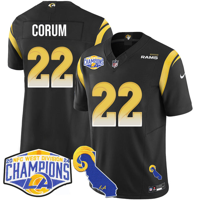 Men's Los Angeles Rams 2024 NFC West Division Champions Jersey N1 - All Stitched