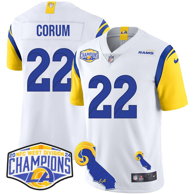 Men's Los Angeles Rams 2024 NFC West Division Champions Jersey N1 - All Stitched