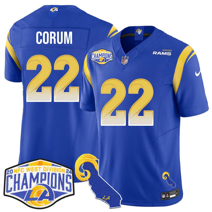 Men's Los Angeles Rams 2024 NFC West Division Champions Jersey N1 - All Stitched