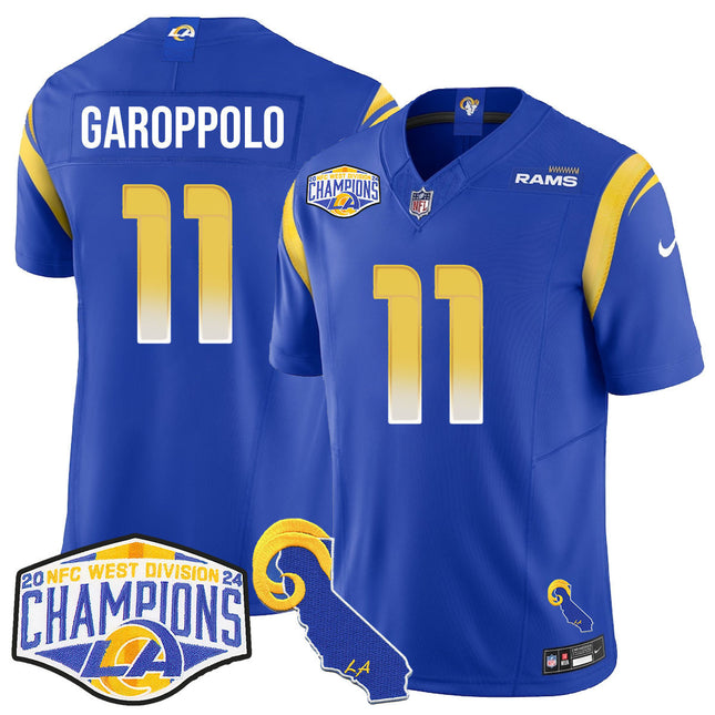 Men's Los Angeles Rams 2024 NFC West Division Champions Jersey N1 - All Stitched