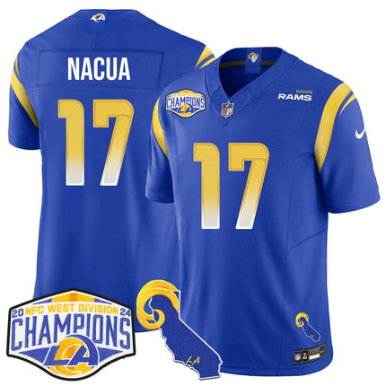 Men's Los Angeles Rams 2024 NFC West Division Champions Jersey N1 - All Stitched