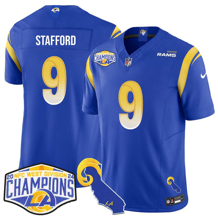 Men's Los Angeles Rams 2024 NFC West Division Champions Jersey N1 - All Stitched
