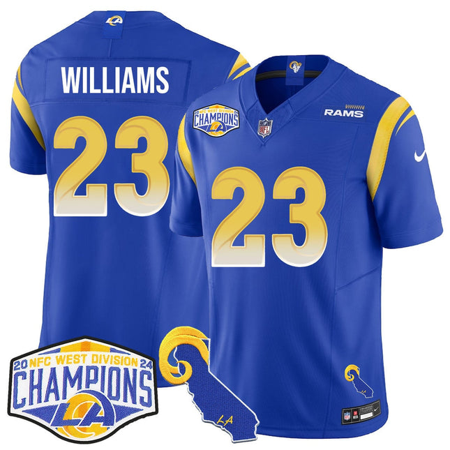 Men's Los Angeles Rams 2024 NFC West Division Champions Jersey N1 - All Stitched