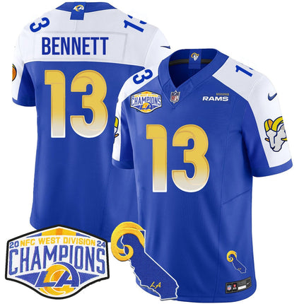 Men's Los Angeles Rams 2024 NFC West Division Champions Jersey N1 - All Stitched
