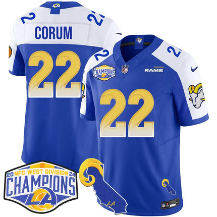 Men's Los Angeles Rams 2024 NFC West Division Champions Jersey N1 - All Stitched