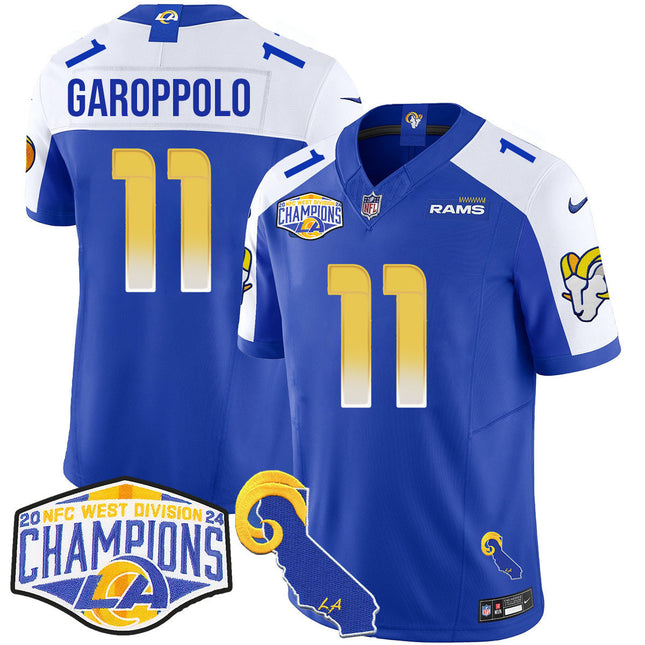 Men's Los Angeles Rams 2024 NFC West Division Champions Jersey N1 - All Stitched