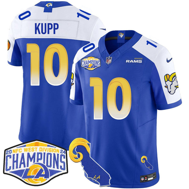 Men's Los Angeles Rams 2024 NFC West Division Champions Jersey N1 - All Stitched