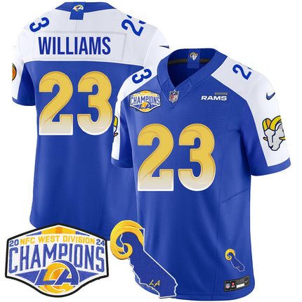 Men's Los Angeles Rams 2024 NFC West Division Champions Jersey N1 - All Stitched