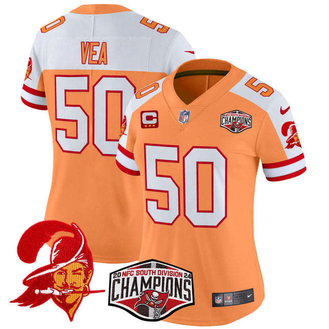 Women's Tampa Bay Buccaneers Creamsicle 2024 NFC South Division Champions Patch Vapor Limited Jersey - All Stitched