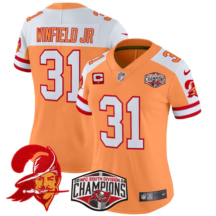 Women's Tampa Bay Buccaneers Creamsicle 2024 NFC South Division Champions Patch Vapor Limited Jersey - All Stitched