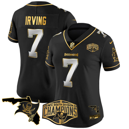 Women's Buccaneers 2024 NFC South Division Champions Patch Gold Vapor Limited Jersey - All Stitched