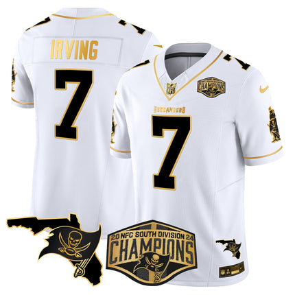 Men's Buccaneers 2024 NFC South Division Champions Patch Gold Vapor Limited Jersey - All Stitched