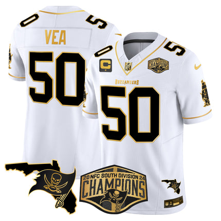 Men's Buccaneers 2024 NFC South Division Champions Patch Gold Vapor Limited Jersey - All Stitched