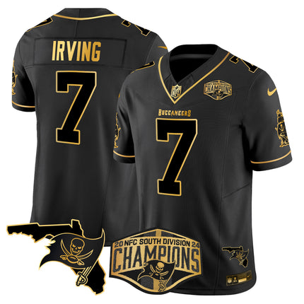 Men's Buccaneers 2024 NFC South Division Champions Patch Gold Vapor Limited Jersey - All Stitched