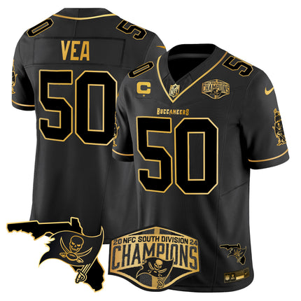 Men's Buccaneers 2024 NFC South Division Champions Patch Gold Vapor Limited Jersey - All Stitched