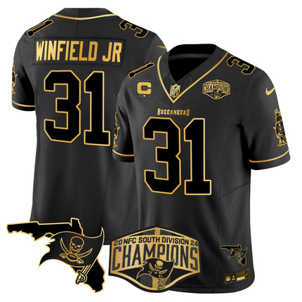 Men's Buccaneers 2024 NFC South Division Champions Patch Gold Vapor Limited Jersey - All Stitched