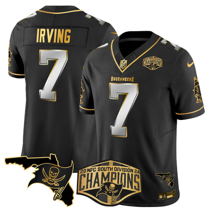 Men's Buccaneers 2024 NFC South Division Champions Patch Gold Vapor Limited Jersey - All Stitched