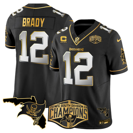 Men's Buccaneers 2024 NFC South Division Champions Patch Gold Vapor Limited Jersey - All Stitched