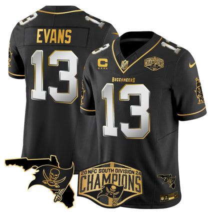 Men's Buccaneers 2024 NFC South Division Champions Patch Gold Vapor Limited Jersey - All Stitched
