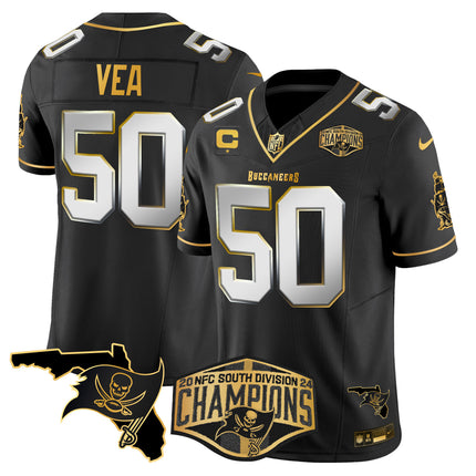 Men's Buccaneers 2024 NFC South Division Champions Patch Gold Vapor Limited Jersey - All Stitched