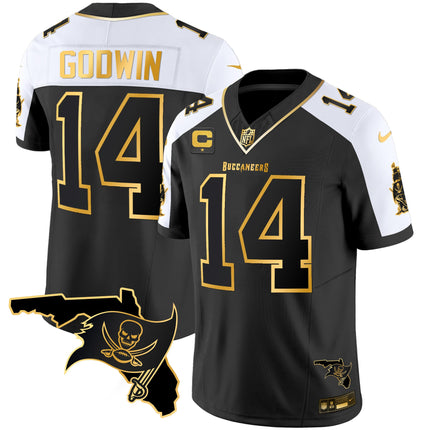 Men's Buccaneers Florida Patch Vapor Gold Jersey - All Stitched