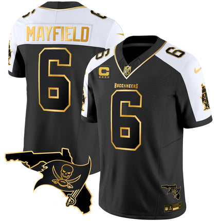 Men's Buccaneers Florida Patch Vapor Gold Jersey - All Stitched