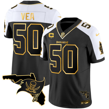 Men's Buccaneers Florida Patch Vapor Gold Jersey - All Stitched