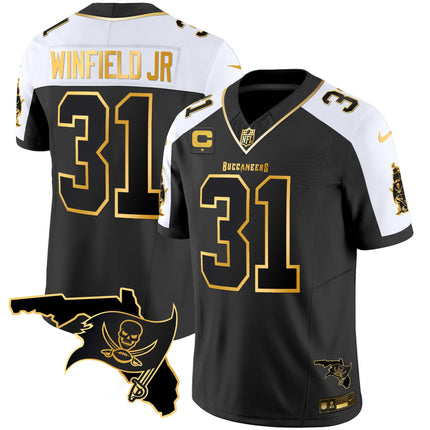 Men's Buccaneers Florida Patch Vapor Gold Jersey - All Stitched