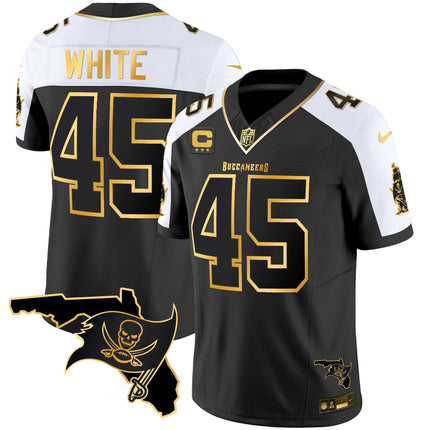 Men's Buccaneers Florida Patch Vapor Gold Jersey - All Stitched
