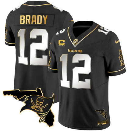 Men's Buccaneers Florida Patch Vapor Gold Jersey - All Stitched