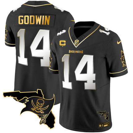 Men's Buccaneers Florida Patch Vapor Gold Jersey - All Stitched