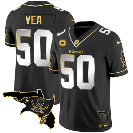 Men's Buccaneers Florida Patch Vapor Gold Jersey - All Stitched