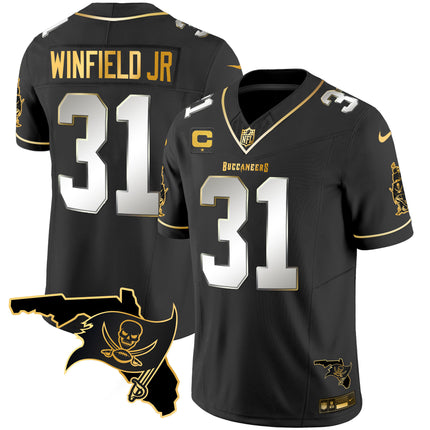 Men's Buccaneers Florida Patch Vapor Gold Jersey - All Stitched