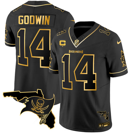Men's Buccaneers Florida Patch Vapor Gold Jersey - All Stitched