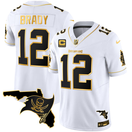 Men's Buccaneers Florida Patch Vapor Gold Jersey - All Stitched