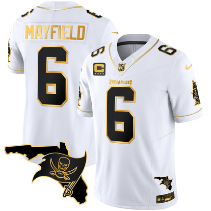 Men's Buccaneers Florida Patch Vapor Gold Jersey - All Stitched